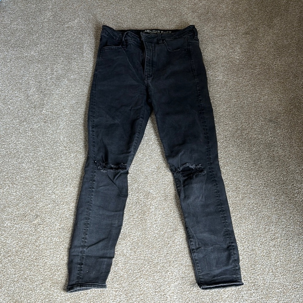 American Eagle Outfitters Black Distressed Skinny Jeans